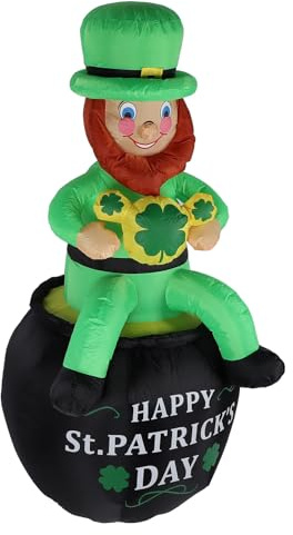 Leuchtendes Gasmodell, St. Patrick Day, Aufblasbare Dekoration, Schwarzer Panzer, Alter Mann, Aufblasbar, Leuchtendes Luftmodell, Irische Bierparty, Karneval für Drinnen und