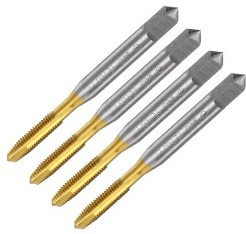 QUARKZMAN 4 Stück Maschine Gewindebohrer Spitze M4 x 0,7 Metrisch | Spitzengewindeschneider HSS M2(6542) Universelle und Hochwertige Gewindebohrer Titanbeschichtete Oberfläche