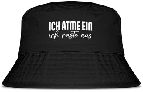 Prozente Momente Ich atme EIN ich raste aus - Fischerhut | Anglerhut | Sonnenhut | Sommer | Malle | lustige Sprüche | OneSize | Malle | Urlaub | Schwarz