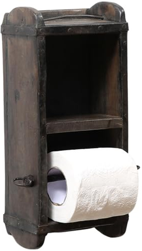 Vintage Deko Toilettenpapierhalter Palwa modern aus Holz massiv 32 cm