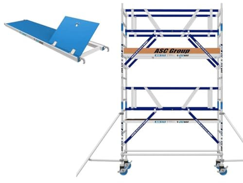 ASC Ponteggi rotanti 75 AGS, Altezza di lavoro 5,3 m 2.50 m Carbon - Trabattello con Ruote - Ponteggio per Edilizia - Ponteggio mobile - Trabattello acciaio - Trabaltello