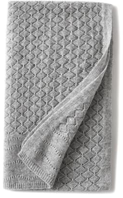 Winterschal für Damen, Kaschmir-Schal, einfarbig, Poncho, ausgehöhlt, gestrickt, hellgrau, Einheitsgröße
