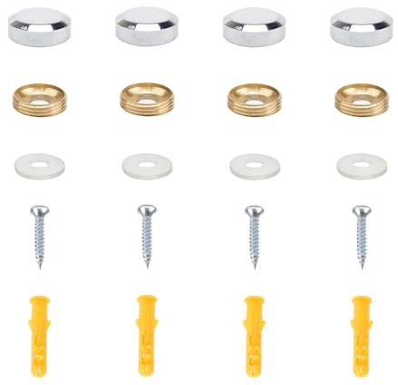 TIANLIN 4 Piezas Tornillos para Espejo, Clavos de Espejo de 22 mm, Plata Embellecedor Tornillo, para Mesas de Espejos, Placas de Baño, Armarios, Letreros de Vidrio