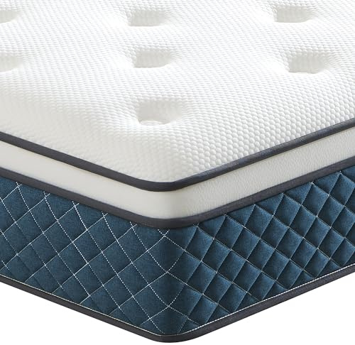 Hiimgo Double Mattresses, Pocket Sprung Mattresses with Soft Fabric, Medium Firm for Pressure and Back Pain Relief, Mattress in a Box (135×190×25cm)