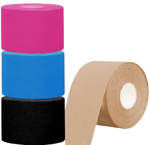 NELLHOMY Kinesiology Tape, 4 Rollen Kinesiotapes Sport Tape 5cm x 5m, Elastisch & Wasserfest Physio Tape Knie Tape für Schulter, Rücken, Knie, Ellenbogen und Nacken
