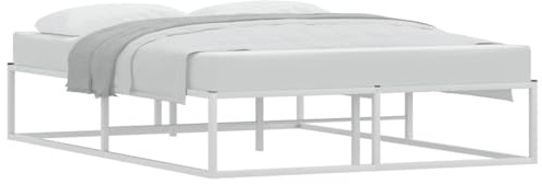 vidaXL Sängram utan madrass vit 140x200 cm metall, sovrumsmöbler, sängbotten, dubbelsäng, säng, sängstomme, metallsäng, metallsängram