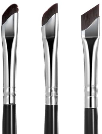 Eyeliner Pinsel, 3 Stück Abgeschrägt Augenbrauen Pinsel Flach Ultra dünn Lidschatten Pinsel Präzision Make Up Pinsel Augen-Make-up-Werkzeug für Eyeliner Augenbrauen Kosmeti