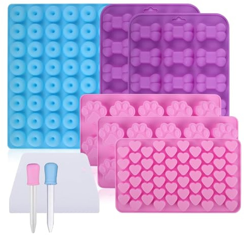 NCZCDZSW Backmatte Hundekekse 9 Stück Hundekekse Backform mit Schaber und 2 Tropfer Backmatten für Hundeleckerlies Silikon Hundeleckerli Backmatte für DIY Hundeleckerlies Kekse Schokolade Süßigkeiten