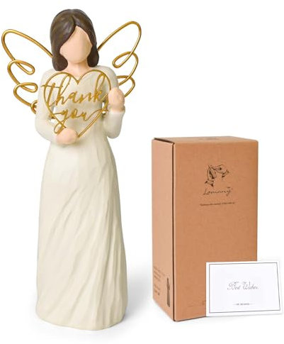 R S Trade Regalo Agradecimiento para Mujeres, Figuras Escultóricas de Ángel de Resina con Alas de Alambre de Metal y Corazón, Regalo para Amiga, Profesores, Regalo Dia de La Madre, Decoracion Hogar