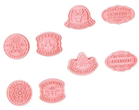 Mikikit 8 Piezas Cortador De Galletas De Navidad Molde Para Galletas De Sello Herramienta Para Hornear Para Fiestas De Navidad