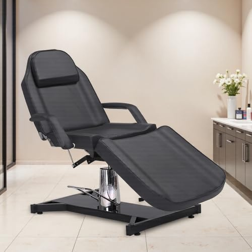 DARDVORLAG Massageliege Kosmetikliege klappbar höhenverstellbar 3 Zone mit kosmetikhocker 60cm Breit (Schwarz, 182cmX82cmX64cm)