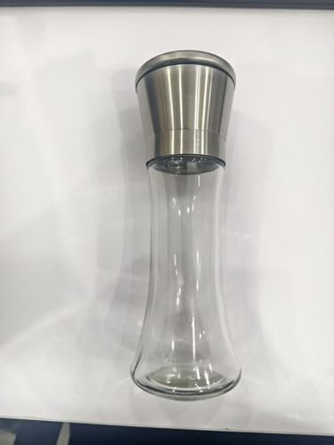 FERRGIA 4 Pezzi Macina Sale Pepe,Manuale Saliera e Pepiera,Vetro e Acciaio Inox,Dimensioni Regolabili Dei Grani Macina con Nucleo di Macinazione in Ceramica[Senza Contenuto di Spezie]