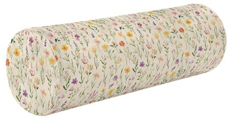 Cuscino cilindrico e federa per cuscino cervicale terapeutico, cuscino rotondo per sedia, cuscino cilindrico per dormire, cuscino di supporto per gambe carino, fiori primaverili, rustico, beige
