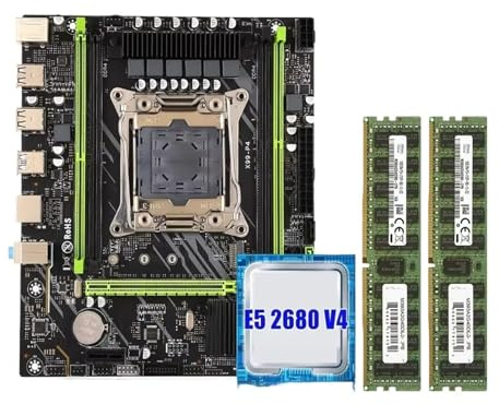 Kit Combinado de Placa Base X99 LGA 2011-3 Xeon E5 2680 V4 CPU DDR4 32 GB (2 Piezas de 16 GB) Memoria ECC de 2133 MHz(Motherboard+CPU+RAM)