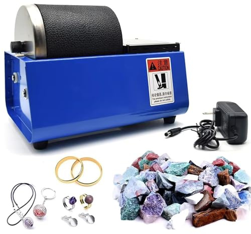 WaaYb Burattatrice elettrica per Rocce, Burattatrice rotativa per Rocce, Lucidatrice per Pietre preziose con Cilindro in Gomma a Tenuta stagna, Cilindro a Doppia trazione/riduzione del Rumore