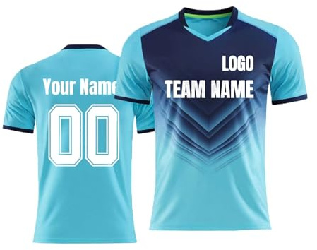 Custom Football Jersey UK Personalised Football Short Sleeves Shirt with Name Number Printing Breathable Shirts for Men Women Kids Match/Training Ready Team Kit 16-XXXL