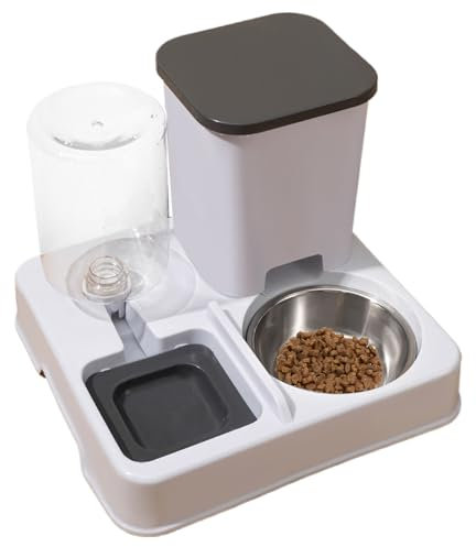 Rrlihjgu 27x25x21 Cm Distributore Di Cibo E Acqua Per Animali Staccabile,2in1 Unità,Dispenser Automatico Per Cani Set Di Mangiatoia E Abbeveratoio Per Cibo Per Animali Domestici,