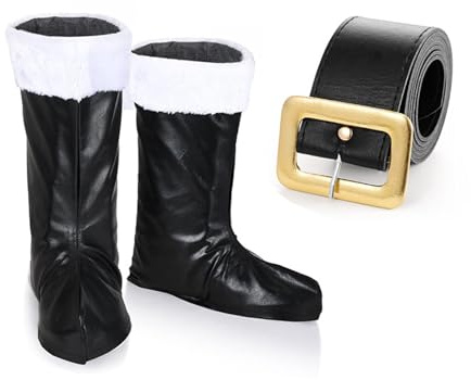 ZwaitL Santa Clauses Costume Christmas Outfit Christmas Costume Accessories Boot C Overs Leather Belt Santa Boot Cuffs
