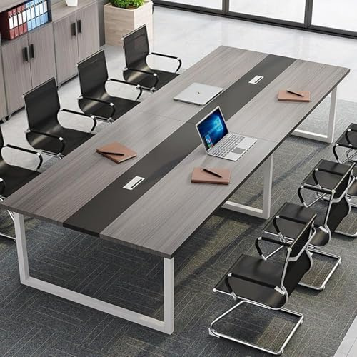 Scrivania per computer e comodini, tavolo da conferenza per ufficio e sala riunioni con robusta struttura in metallo, 200 x 80 x 74 cm, ideale per seminari e riunioni