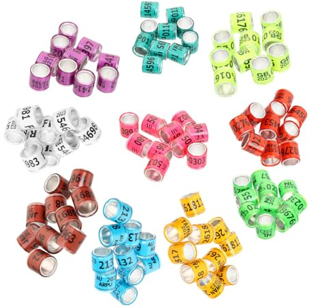 ARTSEWPLY Bagues Colorées pour Pattes de Pigeon Voyageur, Anneaux D’Identification Légers en Plastique, Taille Moyenne, Utilisables en Élevage et Courses, Couleur Aléatoire Plusieurs Styles