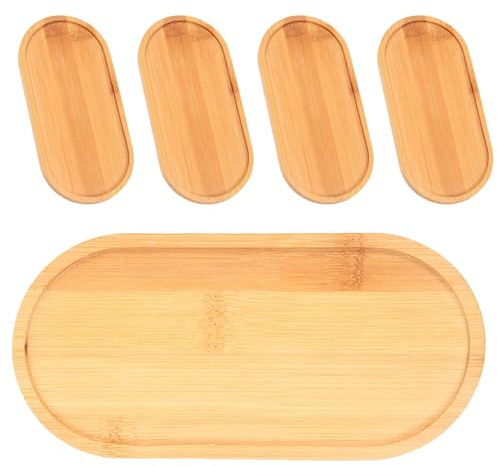 Alasum 5pezzi Sottovaso in Legno per Piante Vassoio di Raccolta Acqua per Vasi da Fiori Compatibile Vasi Ovali Protezione Superfici Facile da Pulire per Casa Ufficio e Giardino