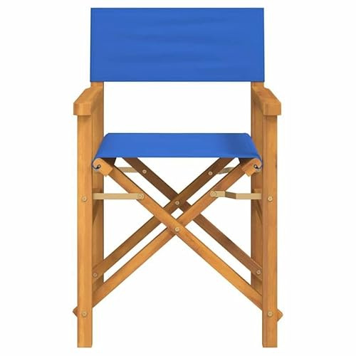 Eleganz Sedia da regista pieghevole in legno di teak – Mobili da giardino con finitura a base d'acqua, blu e resistente (100% poliestere) – Ideale per terrazza, balcone o giardino