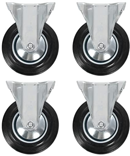 4er Set Bockrollen 160 mm, Gummirollen mit Eisenrahmen und Zinkbeschichtung, rostfrei, geräuschlos, kratzfest, je 150 kg Belastbarkeit, für Werkbank, Möbel und Wagen
