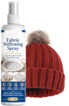 Kroktyg förstyvningsspray | Långvarig snabbtorkande och verkan 100 ml | Textil förstyvningsspray | för spets, denim, bomull, linne, kreativ fritid, hattar, soffor, dockor,