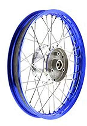 Speichenrad 1,5x16 Zoll Alufelge blau eloxiert + poliert + Edelstahlspeichen + Tuning-Radnabe