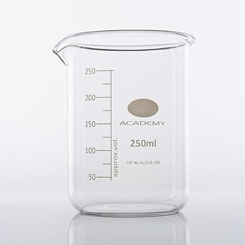 Academy Beaker Low Form, 250ml, Borosilicate Glass 1 Pack Including Delivery