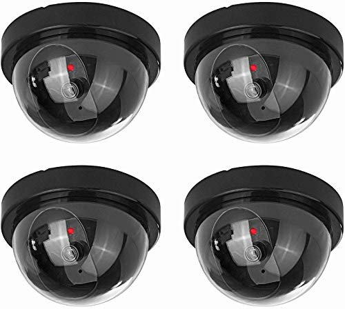 Sentry CCTV 4X Immitation Dummy Fake Dome CCTV Camera Fake Security Cams With Flashing Red LED Light