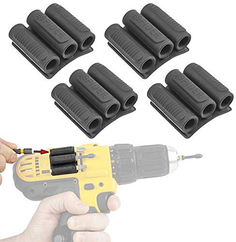 Spider Tool Holster - BitGripper v2 - PACK OF FOUR - Carry up to six driver bits on the side of your power drill or driver!