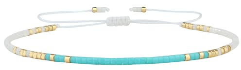KELITCH Damen Freundschaft Armbänder Strand Stränge Armbänder Regenbogen Samen Perlen Schmuck - Farbe 20L