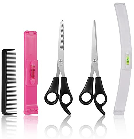 Pinenuts 5 PCS Home Hair Cutting Tool Home Trimmer Styling Kits for Layers Bangs Trims Split Ends Professional Shears Hair Cutting Scissor