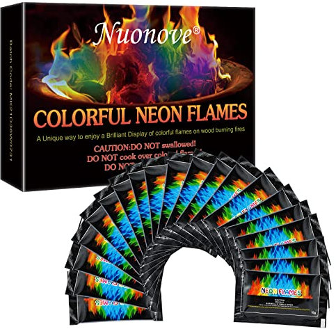 Nuonove Buntes Feuerpulver, Buntes Feuer, Magical Flames, Magic Fire Pulver, Bunte Flamme Farbwechsel Powder Party und Halloween und Weihnachten,Feuerstellen, Kamin, Ofen, für Outdoor-Events 20 X 10g