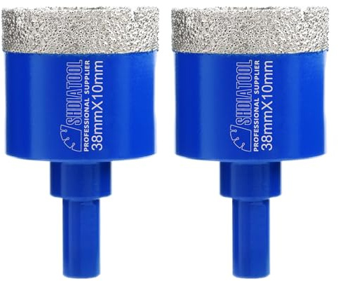 SHDIATOOL Diamant-Bohrkrone 2PC 38mm Dreieckschaft-Lochsäge für Porzellan Fliesen Marmor Keramik Granit