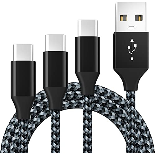BIBTIM Cable Cargador USB C 1M 2M 3M, 3-Pack Rápida 3A Tejido USB A a C 480 Mbps Transferencia de Datos Compatible con Samsung Galaxy Sony Xperia Huawei Pixel HTC