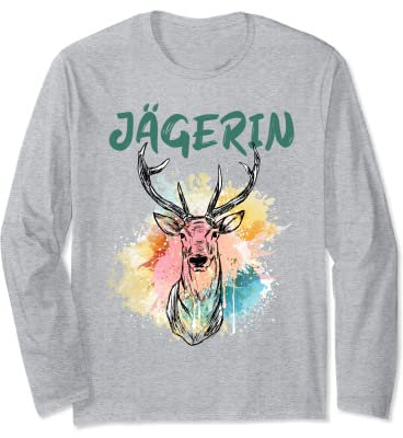 Jagen Hirsch Jagdbekleidung Jagdschein Damen Jagd Jägerin Langarmshirt