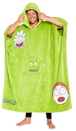 RICK AND MORTY Kapuzenpullover, Übergroße Fleece Hoodie-Decke mit Ärmeln für Männer und Teenager- Geschenke für Fans (Grün)