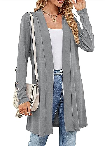 Heersan Cardigan Donna Lungo Leggero Giacca in Maglia Elegante Golfino a Maniche Lunghe Casual Cappotto Top Fronte Aperto Maglioni Lunghi per Primavera e Autunno