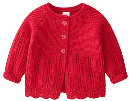 FGUUTYM Neugeborenes Baby Mädchen Jungen Winter Warm Strick Baumwolle Langarm Kleidung Mantel Jacke Strickjacke Pulloverjacke Damen (Red, 3-6 Months)