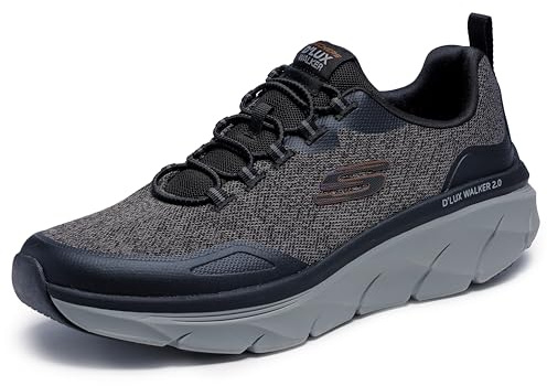 Skechers D'lux Walker 2.0 Steadyway sneakers för män, Svart mörkgrå, 40 EU X-bred
