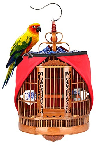 CIRONI Vogelkäfig für Papageien, groß, handgefertigt, Bambus, Kanarienkäfig, kompletter Satz Zubehör, hängender Vogelkäfig, Farbe: Braun (A), Größe: 3652 cm