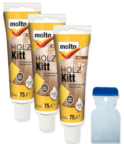 3x Molto Holzkitt 75 g Set Reparaturspachtel (Eiche Dunkel)
