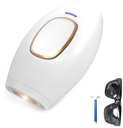 PureGlow Hair Removal, Depiladora de Luz Pulsada IPL, Dispositivo de depilación permanente con 5 Niveles de Energía, indolora IPL Depiladora para cara, piernas y cuerpo (Blanco)