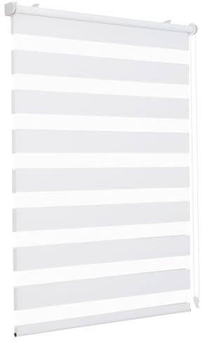 Sekey Doppelrollo Klemmfix ohne Bohren für Fenster, Doppelrollo 75 cm breit, Duo Rollo Jalousie Sonnenschutz, 75x120cm, Weiß