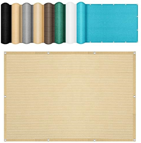 Sonnensegel inkl Befestigungsseile 1.8 x 3 m Hdpe Gewebe Balkon Sichtschutz Segel Uv-Schutz 98% Reißfest Ohne Bohren inkl Befestigungsseile für Garten Balkon Terrasse Patio, Creme Farben