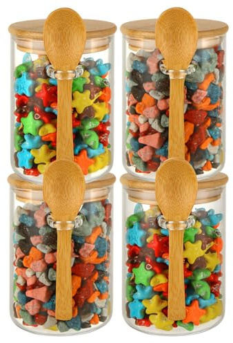 ASelected 4Pcs Glass Jars With Airtight Lid And Spoon 550 Ml Overnight Oats Jars Glass Food Storage Jars Containers Kitchen Spice Jars For Coffee Beans Tea Sugar Spice | Overnight Oats Containers, Kitchen Spice Jars, For Coffee Beans Tea Sugar Spice