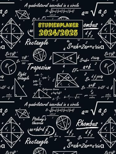 Studienplaner 2024/2025: Mathematikformeln-Thema Semesterplaner 24/25 August 24 - Juli 25, Hausaufgabenheft für Schüler in der Grundschule, ... Vorlesungsplan uvm, ca. DIN A4