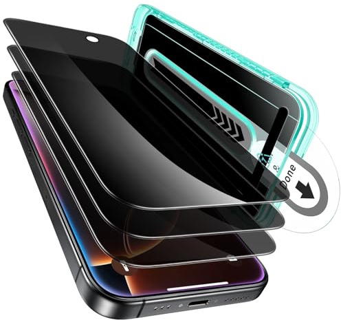 ESR 3 Pack for iPhone 16 Pro Privacy Screen Protector, FlawlessFit Tray | Military Grade Shatterproof, 9H Tempered Glass, Anti-Spy, Full-Coverage Protection, Easy Installation, Scratch-Resistant